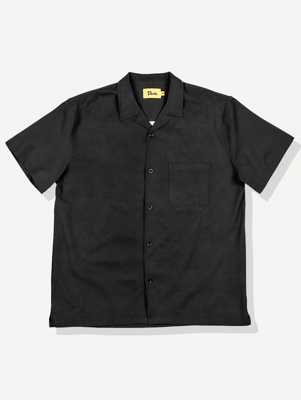 Duvin Leisure Stretch Button-Up Short-Sleeve Camp Shirt - Black - Size Large